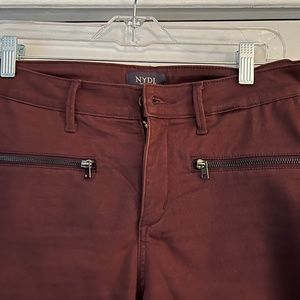 NYDJ Size 10 Skinny Zipper Pocket Chino Pants.Deep Currant Burgundy